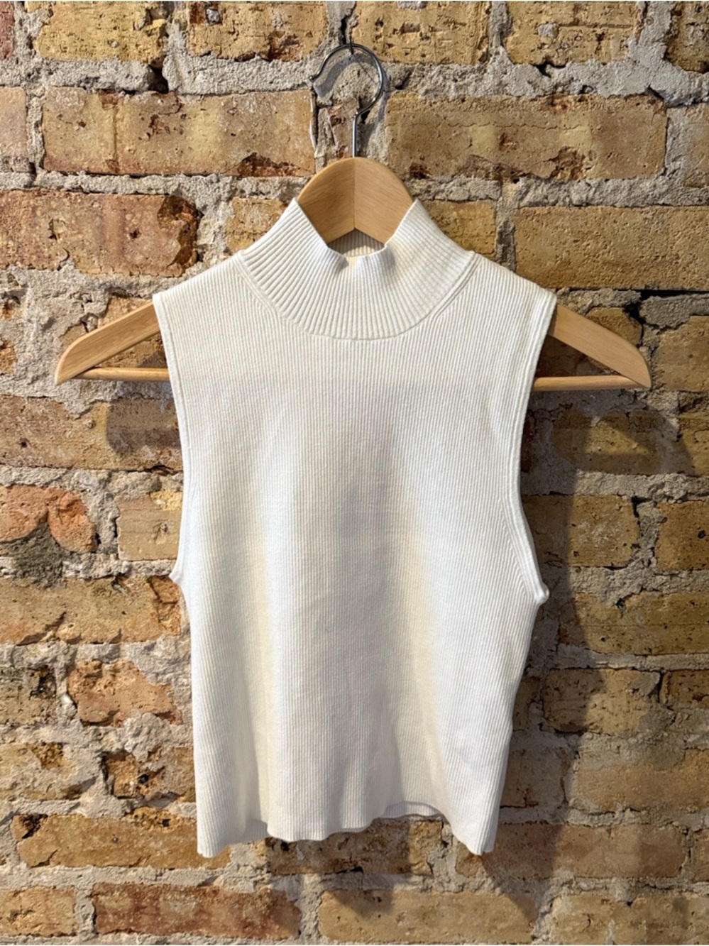 Madewell Ribbed Mockneck turtleneck tank top Medium Ivory/White
